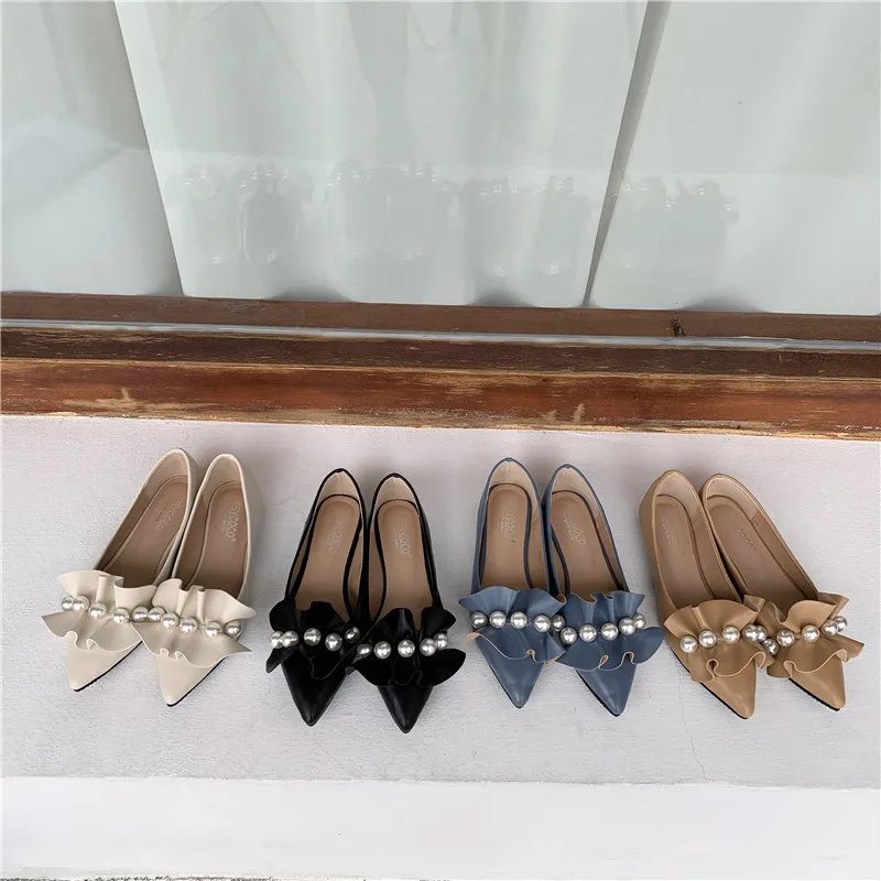 New Sweet Pointed Toe Flat Heels Lotus Leaf Pearl Single Shoes Women's Fashion Shoes Spring Autumn 2021 Femalegentle Soft Flats
New Sweet Pointed Toe Flat Heels Lotus Leaf Pearl Single Shoes Women's Fashion Shoes Spring Autumn 2021 Femalegentle Soft Flats