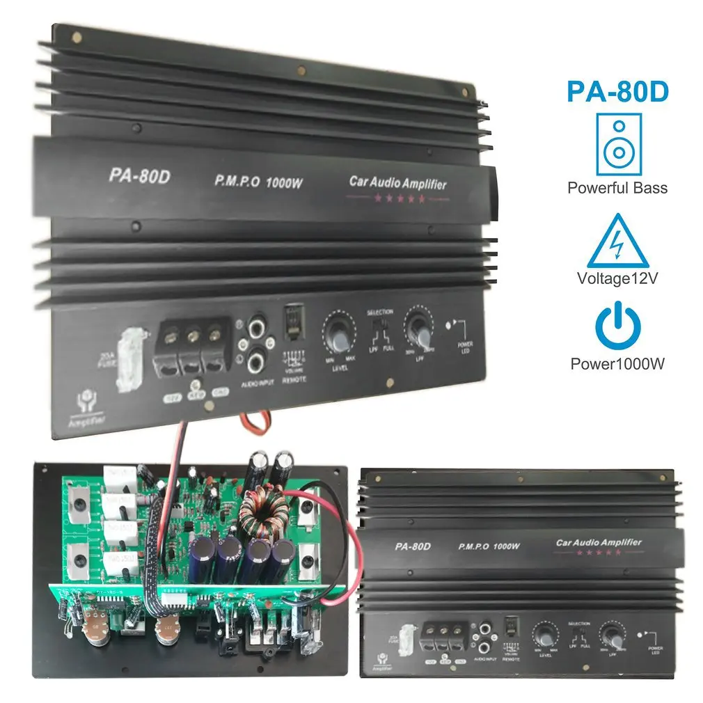 12V 1000W Amplifier Board Mono Car Audio Power Amplifier Powerful Bass Subwoofers Amp for Car Modification PA-80D
12V 1000W Amplifier Board Mono Car Audio Power Amplifier Powerful Bass Subwoofers Amp for Car Modification PA-80D