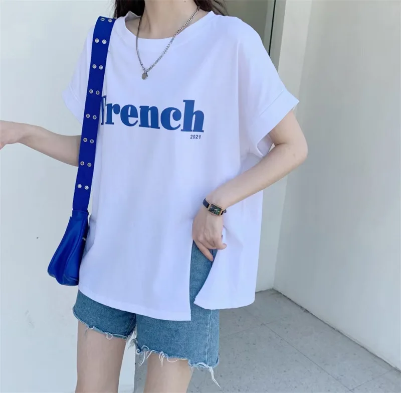 2021 Summer Female New Casual Loose Korean Top Tee Women's Fashion Simple Half-Length Sleeve Cotton Letters Student T-shirt
2021 Summer Female New Casual Loose Korean Top Tee Women's Fashion Simple Half-Length Sleeve Cotton Letters Student T-shirt