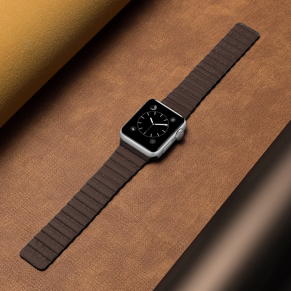 Простой ремешок для iWatch 3/2/1 38 мм 42 кожаная Петля Магнитная Apple Watch band 40 44 series
