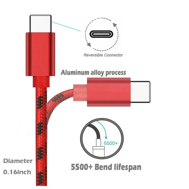 1 м 2 3 металлический usb-кабель с разъемом типа C для быстрой зарядки Honor 20 10 9 Xiao mi CC9