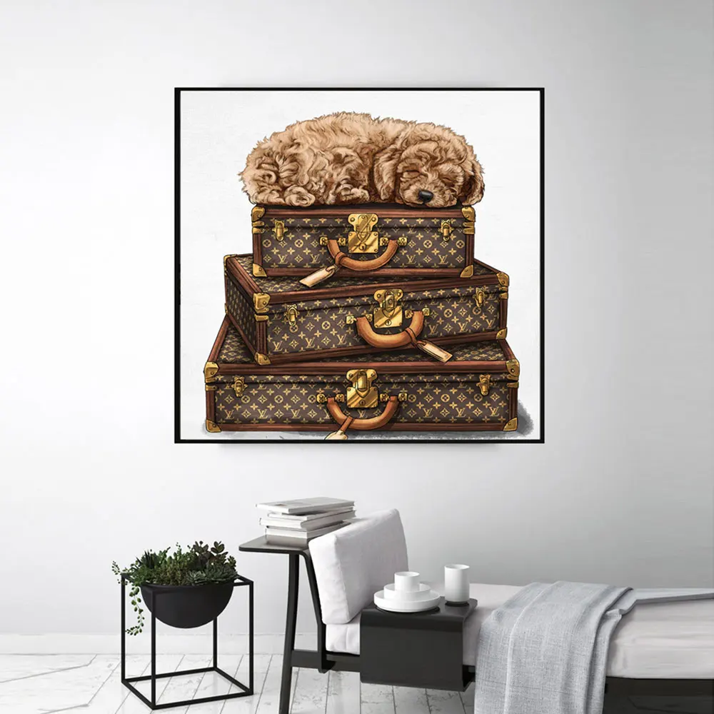 Sleeping POODLE Puppy on The Luggage Fashion Canvas Painting Animal Poster Nordic Style Picture for Living Room Decor Unframed
Sleeping POODLE Puppy on The Luggage Fashion Canvas Painting Animal Poster Nordic Style Picture for Living Room Decor Unframed
