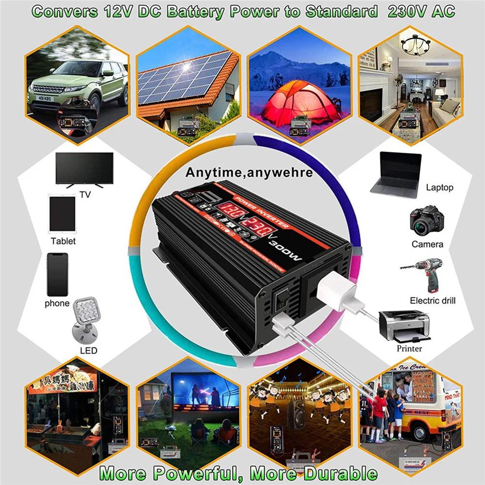 DC 12V AC 110/220V Auto Power Inverter Charger Converter With 2.1A Dual USB Ports LCD Display AC Outlet Car Electronics Accessor
DC 12V AC 110/220V Auto Power Inverter Charger Converter With 2.1A Dual USB Ports LCD Display AC Outlet Car Electronics Accessor