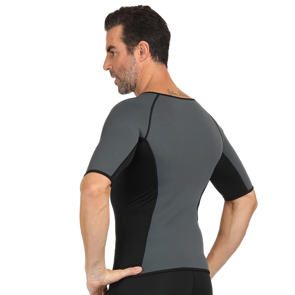Corset Secret Men Neoprene Breathable Zipper Top Short Sleeve Enahncer Tummy Control Body Shaper Slimming Waist Trainer Cincher | Мужская