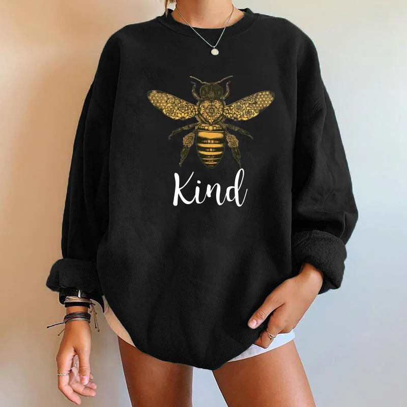 Bee Kind Print Pullovers Sweatshirts Women Harajuku Autumn Winter Drop-shoulder Kawaii Sweatshirts Casual Tops Clothes Moletom
Bee Kind Print Pullovers Sweatshirts Women Harajuku Autumn Winter Drop-shoulder Kawaii Sweatshirts Casual Tops Clothes Moletom