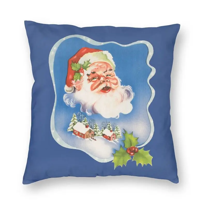 

Christmas Retro Santa Claus Cushion Cover Jolly Santa Happy Holidays Throw Pillow Case For Car Square Pillowcase Home Decorative