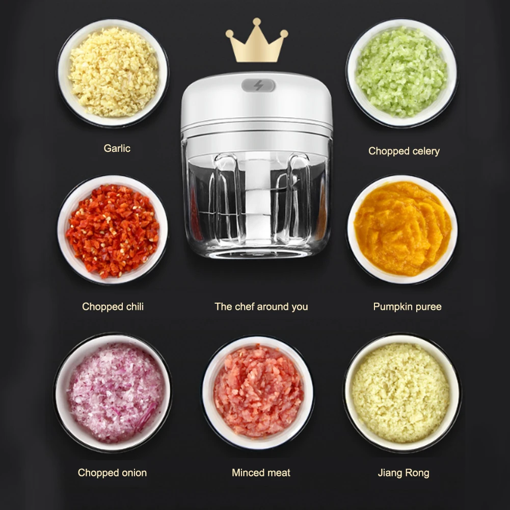 Electric Kitchen Chopper Garlic Masher Meat Grinder Mini Food Garlic Vegetable Chopper Crusher Rechargeable Food Processor
Electric Kitchen Chopper Garlic Masher Meat Grinder Mini Food Garlic Vegetable Chopper Crusher Rechargeable Food Processor