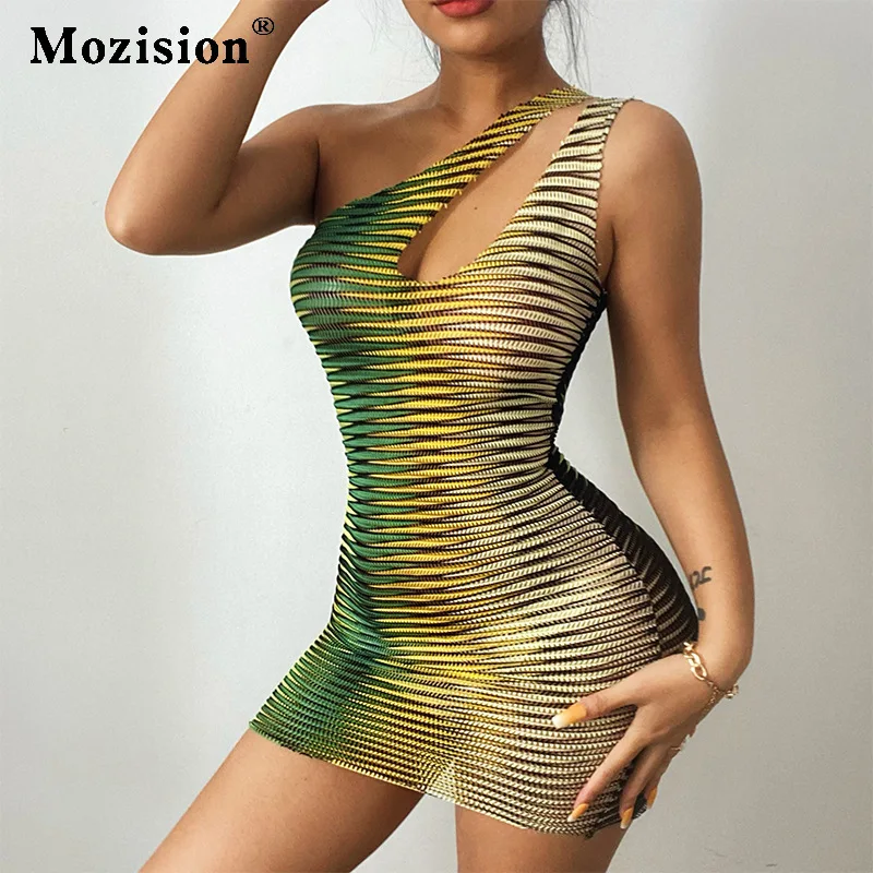 Mozision Patchwork One Shoulder Hollow Out Bodycon Dress For Women Summer Sexy Sleeveless Backless Dress Vestidos Streetwear
Mozision Patchwork One Shoulder Hollow Out Bodycon Dress For Women Summer Sexy Sleeveless Backless Dress Vestidos Streetwear