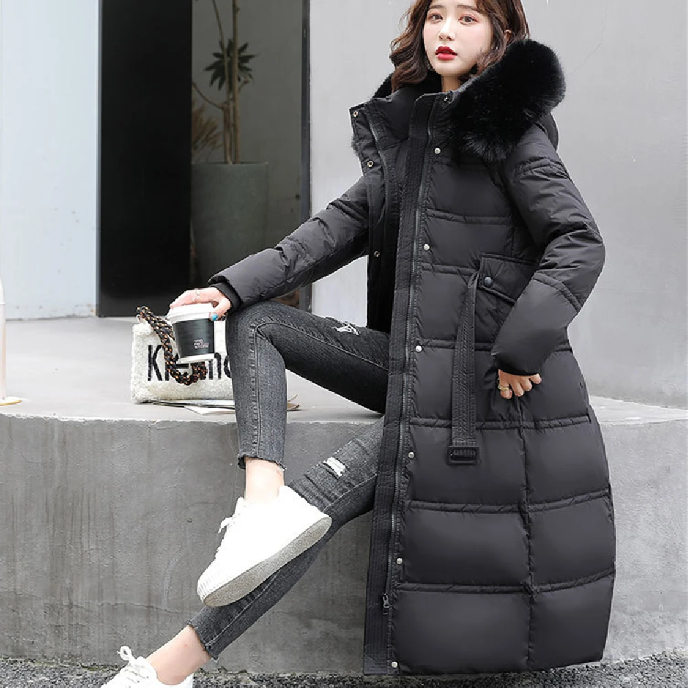 Korean Hooded Mid-length Jacket Coats For Women Winter Padded Thick Women Belt Slim Straight Parkas Big Fur Collar Quilted Coat
Korean Hooded Mid-length Jacket Coats For Women Winter Padded Thick Women Belt Slim Straight Parkas Big Fur Collar Quilted Coat