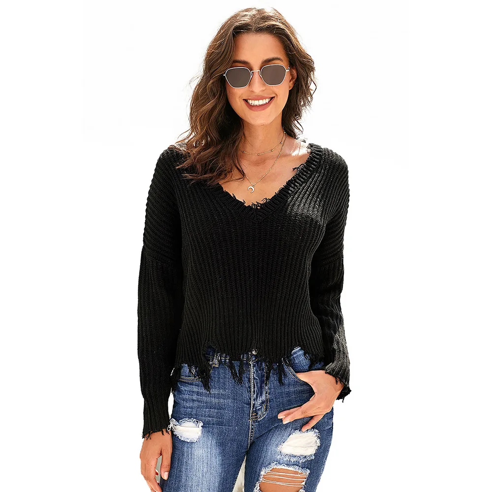 ainted Love Cotton Distressed Sweater Cotton Bottom Sweater Women Winter New Pure V-collar Long-sleeved fringed Topcoat
ainted Love Cotton Distressed Sweater Cotton Bottom Sweater Women Winter New Pure V-collar Long-sleeved fringed Topcoat