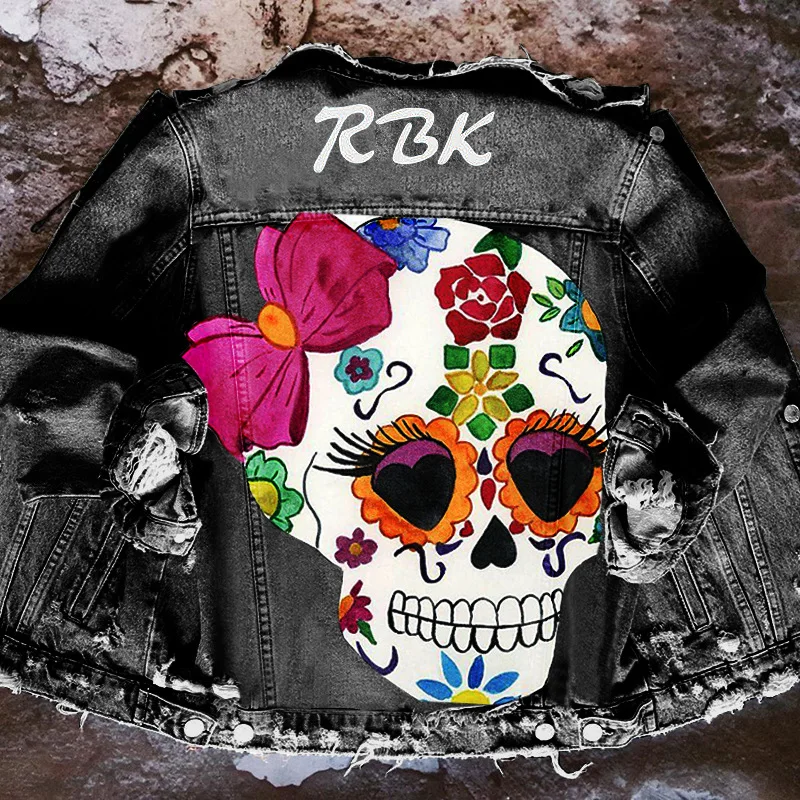 Skull Print Street Denim Jacket Women's Long-Sleeved Denim Jacket Loose Plus Size Casual Autumn Women's Jacket 2021 New
Skull Print Street Denim Jacket Women's Long-Sleeved Denim Jacket Loose Plus Size Casual Autumn Women's Jacket 2021 New