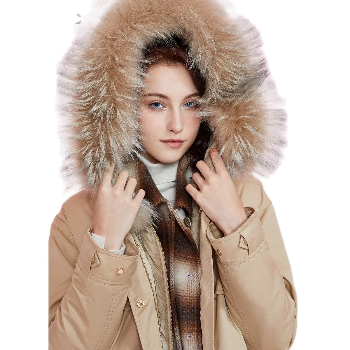 2021 New Women's Winter Fashion Raccoon Fur Collar Thick Hooded Long over-the-Knee Jacket White Duck down Jacket Liner
2021 New Women's Winter Fashion Raccoon Fur Collar Thick Hooded Long over-the-Knee Jacket White Duck down Jacket Liner