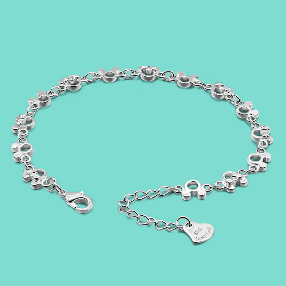 Cute Cartoon 925 Silver Bracelet Minimalist Mickey Shape Link Chain 20CM Handchain Men Women Gift Girls Band Gifts Birthday
Cute Cartoon 925 Silver Bracelet Minimalist Mickey Shape Link Chain 20CM Handchain Men Women Gift Girls Band Gifts Birthday