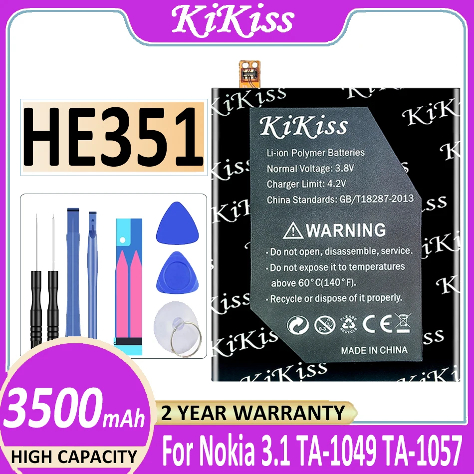 

Аккумулятор 3500 мАч KiKiss HE 351 HE-351 HE351 для Nokia 3,1, TA-1049, TA-1057, TA-1063, TA-1070, TA-1074, TA-, батареи и инструменты для сотового телефона
