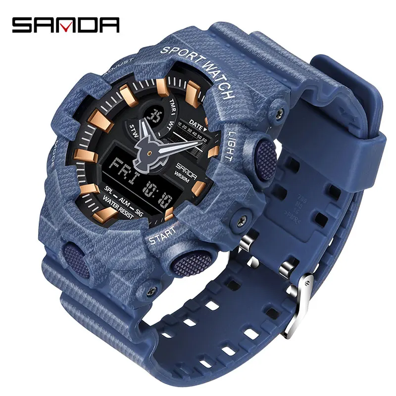 SANDA Gray Military Men Quartz Digital Watch S Shock Sports Waterproof Led Watches Denim Pattern Chronograph Electronics Watch
SANDA Gray Military Men Quartz Digital Watch S Shock Sports Waterproof Led Watches Denim Pattern Chronograph Electronics Watch