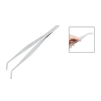 20cm Angled Slanted Tip Metal Curved Tweezer Silver Tone 
20cm Angled Slanted Tip Metal Curved Tweezer Silver Tone