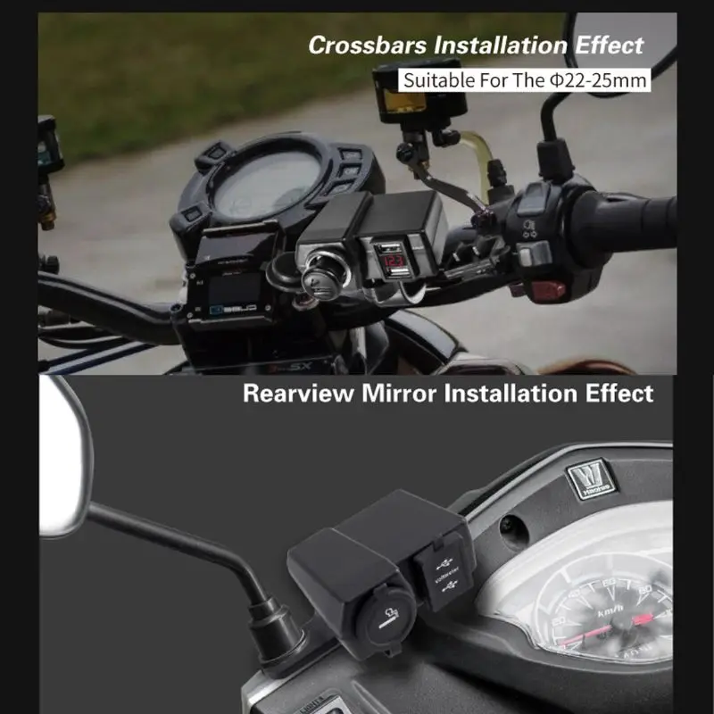 Motorcycle Cigarette Lighter Handlebar Mirror 5V 2.1A Dual USB Charger Voltmeter
Motorcycle Cigarette Lighter Handlebar Mirror 5V 2.1A Dual USB Charger Voltmeter