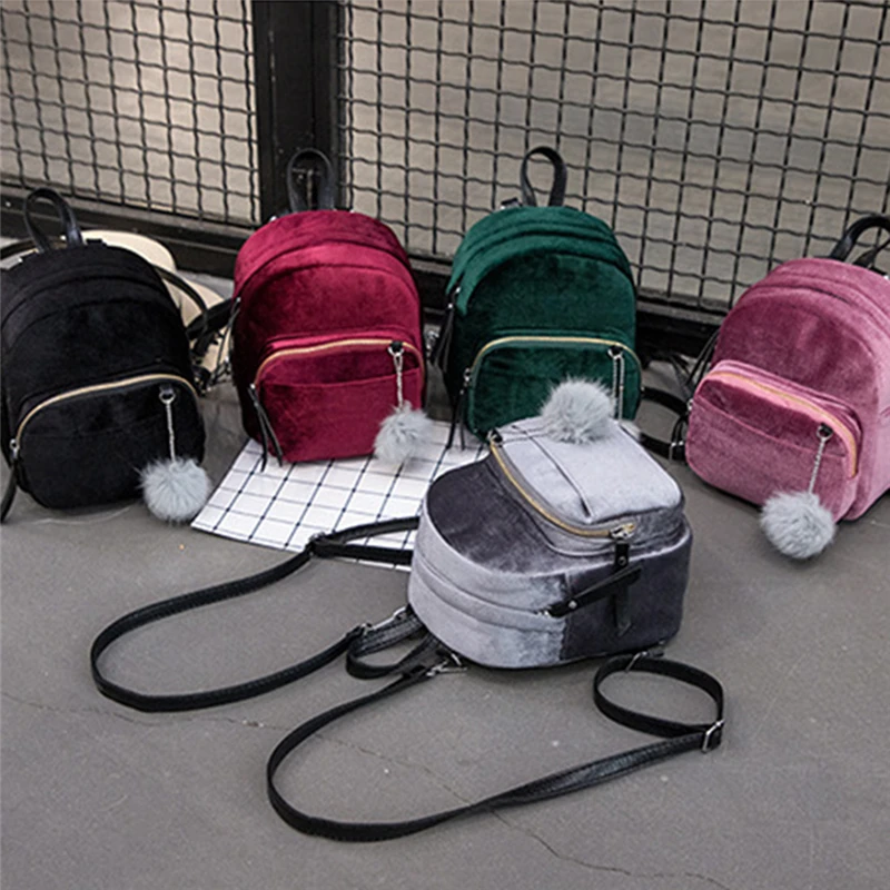 Trend Gold Velvet Women Mini Backpack Girl Simple Solid Color zipper With Pompom Backpack Female 5 Colors
Trend Gold Velvet Women Mini Backpack Girl Simple Solid Color zipper With Pompom Backpack Female 5 Colors