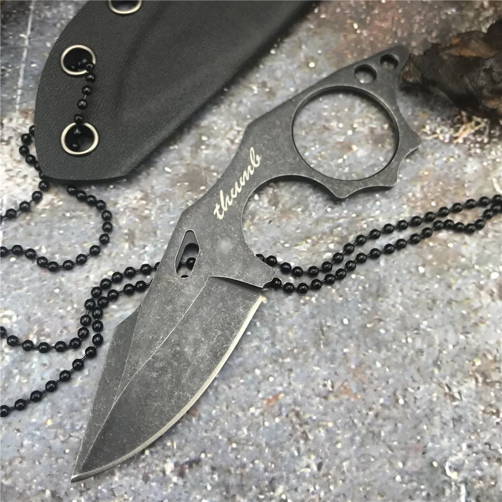 

Tactical Mini Fixed Blade Knife Outdoor Portable Self Defense Survival Camping Hunting Multipurpose Tool Neck Chain Knives Black
