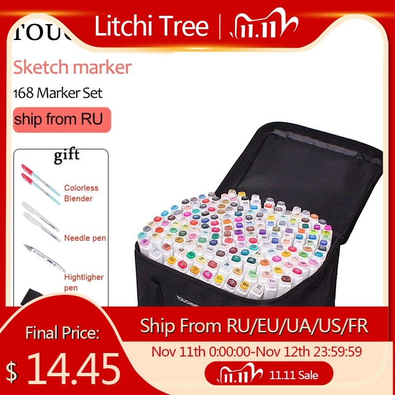TOUCHNEW 40/60/80/168 Colors Art Markers Dual Headed Art Sketch Marker Alcohol Based Markers Drawing Pen Set Manga Design Pens
TOUCHNEW 40/60/80/168 Colors Art Markers Dual Headed Art Sketch Marker Alcohol Based Markers Drawing Pen Set Manga Design Pens