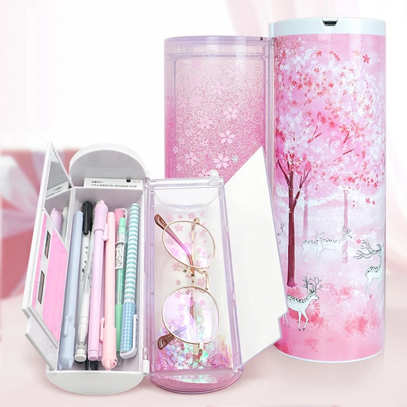 NBX Coded Lock Password Pencil Case Pen Holder Large Capacity Stationery Box Home Office School Storage Pencil Case-Pink