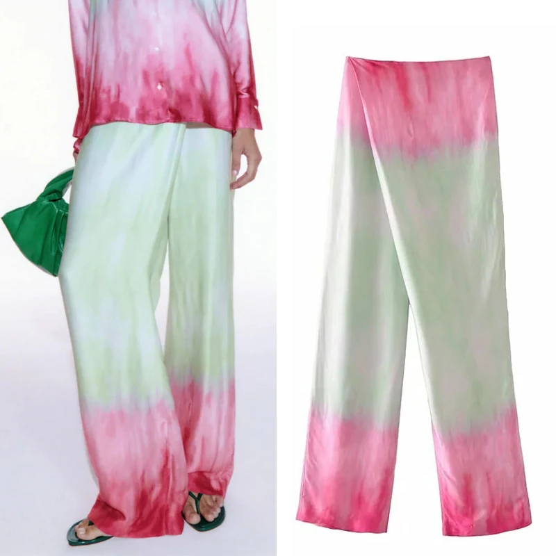 Pants For Women Za Tie Dye High Waist Wide Leg Woman Trousers Summer 2021 Wrap Satin Streetwear Casual Loose Pants Sets
Pants For Women Za Tie Dye High Waist Wide Leg Woman Trousers Summer 2021 Wrap Satin Streetwear Casual Loose Pants Sets