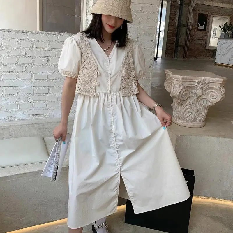 2021 Summer New Street Style Short Sleeve Dress And Solid Color Flower Knitted Vest Female Two-piece Set Dress Trend aq1237
2021 Summer New Street Style Short Sleeve Dress And Solid Color Flower Knitted Vest Female Two-piece Set Dress Trend aq1237
