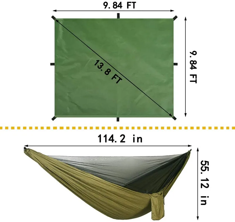 Camping Hammock with Bug Net and Rainfly Tarp,118x118in Portable Waterproof and UV Protection Hammock Tent for Indoor, Outdoor
Camping Hammock with Bug Net and Rainfly Tarp,118x118in Portable Waterproof and UV Protection Hammock Tent for Indoor, Outdoor