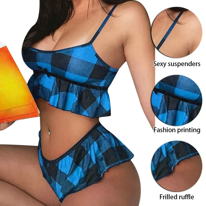 2pcs Plaid Print flounced Pajamas for Women Set 2021 Summer Sleepwear Sleeveless Nightgown Female Ladies Sexy Lingerie Pyjamas
2pcs Plaid Print flounced Pajamas for Women Set 2021 Summer Sleepwear Sleeveless Nightgown Female Ladies Sexy Lingerie Pyjamas