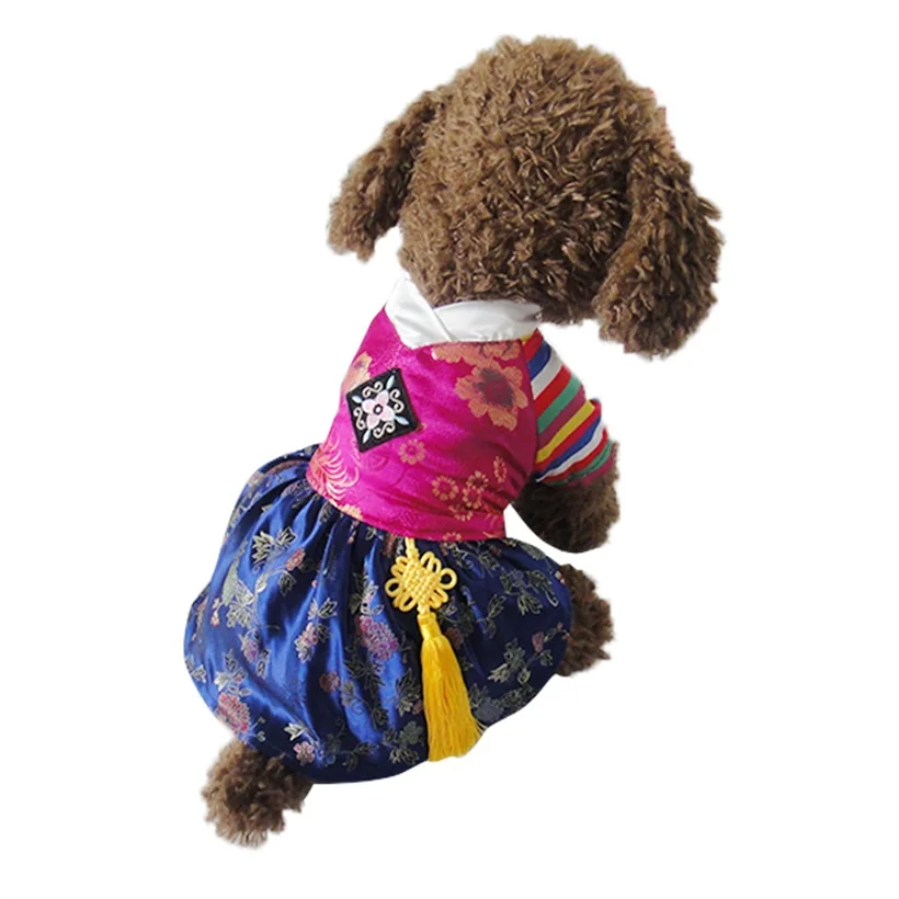 Новое модное традиционное платье с вышивкой Hanbok для собак бесплатная доставка |