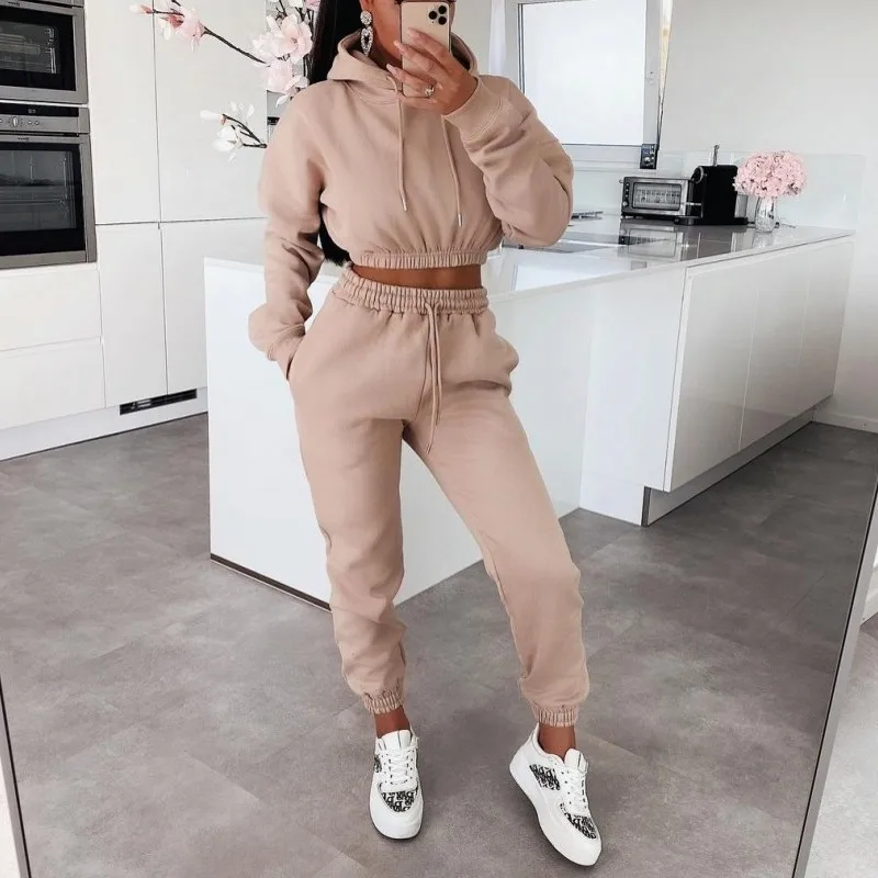 Sexy Crop Top + Pants Two Pieces Set Women Autumn Winter Plus Velvet Long Sleeve Hooded Sweater Casual Two-piece Suit Tracksuit
Sexy Crop Top + Pants Two Pieces Set Women Autumn Winter Plus Velvet Long Sleeve Hooded Sweater Casual Two-piece Suit Tracksuit