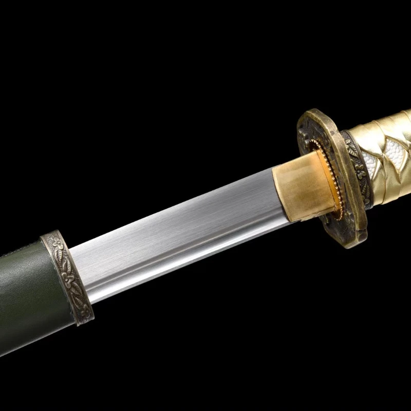 Hand Forged Spring Steel Military Katana Sword Real Sharp Battle Ready Tachi Swords with Army Green Genuine Leather Scabbard
Hand Forged Spring Steel Military Katana Sword Real Sharp Battle Ready Tachi Swords with Army Green Genuine Leather Scabbard