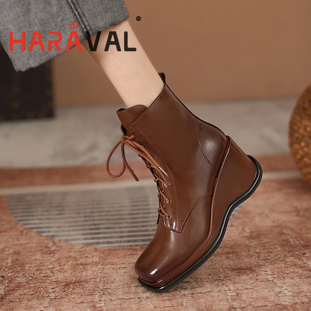 HARAVAL Women Boots Shoes Motorcycle Genuine Leather Cross-Tied Wedges Black Brown Adult Solid Square Toe Adult Boots WomenE349L
HARAVAL Women Boots Shoes Motorcycle Genuine Leather Cross-Tied Wedges Black Brown Adult Solid Square Toe Adult Boots WomenE349L