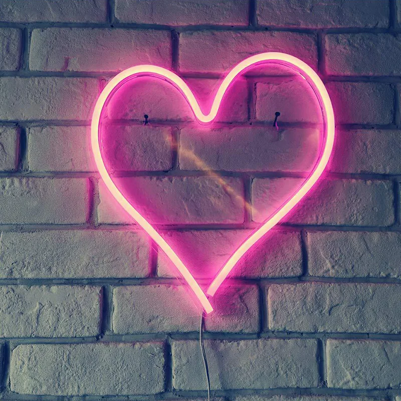 Неоновая светодиодная вывеска в форме сердца настенный светильник для бара