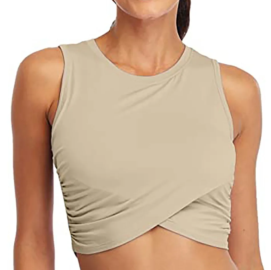 Summer New 12 Solid Color Round Neck Pleated Women's Vest Burst Irregular Crop Crop Yoga Exercise Crop Crop Vest T
Summer New 12 Solid Color Round Neck Pleated Women's Vest Burst Irregular Crop Crop Yoga Exercise Crop Crop Vest T
