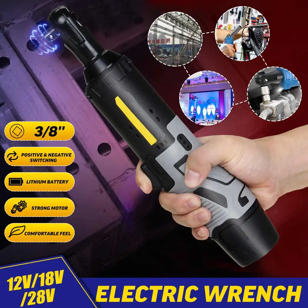 12V/18V Electric Wrench Angle Drill Screwdriver 3/8'' Cordless Ratchet Wrench Rechargeable Scaffolding Right Angle Wrench 50Nm
12V/18V Electric Wrench Angle Drill Screwdriver 3/8'' Cordless Ratchet Wrench Rechargeable Scaffolding Right Angle Wrench 50Nm