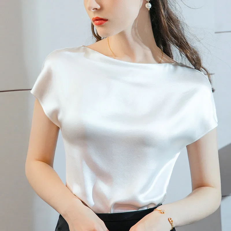 Shoulder short-sleeved t-shirt women 2020 summer cool silky satin acetate fabric clavicle one-shoulder top women N053
Shoulder short-sleeved t-shirt women 2020 summer cool silky satin acetate fabric clavicle one-shoulder top women N053