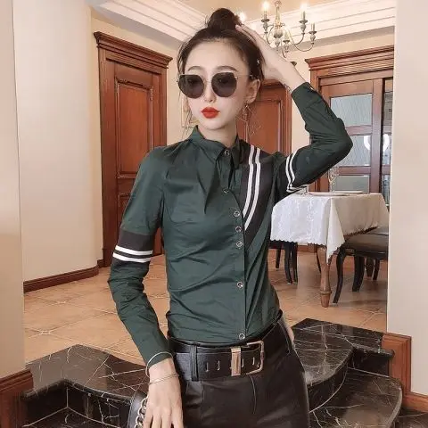 Shirt women's long sleeve 2021 spring and autumn new slim slim Korean lapel fashion temperament jacket striped shirt
Shirt women's long sleeve 2021 spring and autumn new slim slim Korean lapel fashion temperament jacket striped shirt