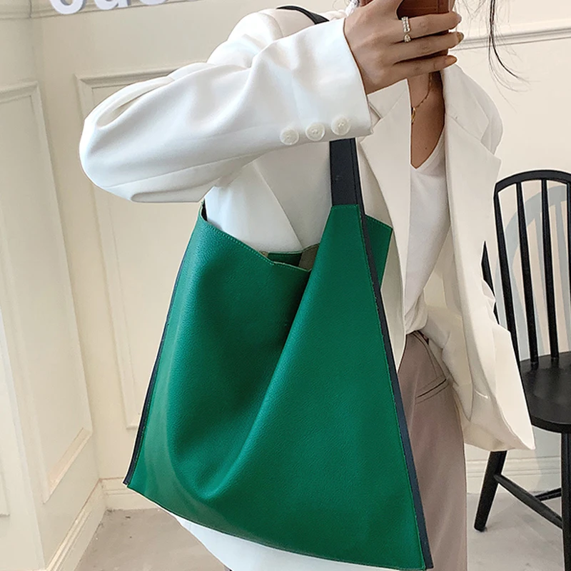 2021 New Fashion Soft Leather Shoulder Bags Women Korean Designer Female Shopper Tote Bag Large Ladies Handbag Green Market
2021 New Fashion Soft Leather Shoulder Bags Women Korean Designer Female Shopper Tote Bag Large Ladies Handbag Green Market