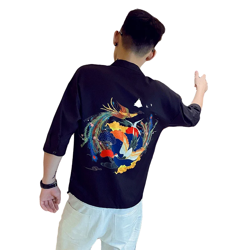 Chinese Style Men Shirts Short Sleeve V-neck Casual Loose Streetwear Social Shirt Night Club Party Tuxedo Shirts Male Clothing
Chinese Style Men Shirts Short Sleeve V-neck Casual Loose Streetwear Social Shirt Night Club Party Tuxedo Shirts Male Clothing