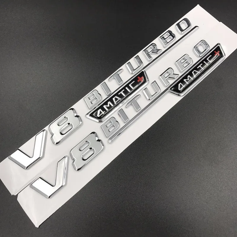 3D ABS Крыло отделка эмблема лезвие логотип V8 BITURBO 4matic + для Mercedes Benz C200 C300 E300 E400 W213