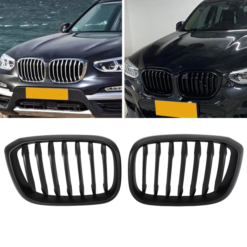 2Pcs Car Front Hood Kidney Grille Grill Mesh Matte Black Racing Grills For-BMW G01 G02 G08 X3 X4 2018 2019 2020 
2Pcs Car Front Hood Kidney Grille Grill Mesh Matte Black Racing Grills For-BMW G01 G02 G08 X3 X4 2018 2019 2020