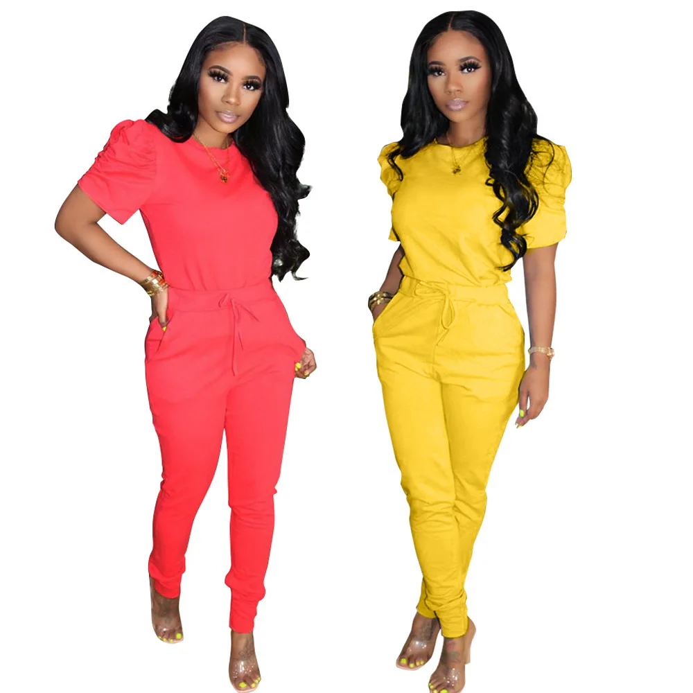 2021 Spring and Autumn New Women's Clothing Solid Color Pleated Short Sleeve Drawstring Two-Piece Suit
2021 Spring and Autumn New Women's Clothing Solid Color Pleated Short Sleeve Drawstring Two-Piece Suit