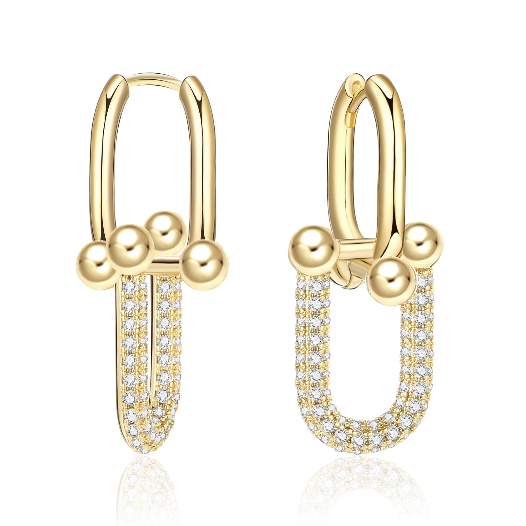 New Plated U-Shape Earrings for Women Luxury Creative Zircon Drop Gold Silverly Earrings Fine Quality Jewelry Prevent Allergy
New Plated U-Shape Earrings for Women Luxury Creative Zircon Drop Gold Silverly Earrings Fine Quality Jewelry Prevent Allergy