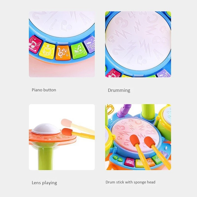 Children's Jazz Drum Set Musical Instrument Beat Flash Toy Toy Rock Roll Jazz Drum Set with Adjustable Microphone
Children's Jazz Drum Set Musical Instrument Beat Flash Toy Toy Rock Roll Jazz Drum Set with Adjustable Microphone