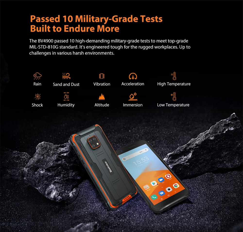 Смартфон Blackview BV4900 защищенный 3 + 32 ГБ 4 ядра Android 10 IP68 5580 мАч NFC 5 7 дюйма | Мобильные