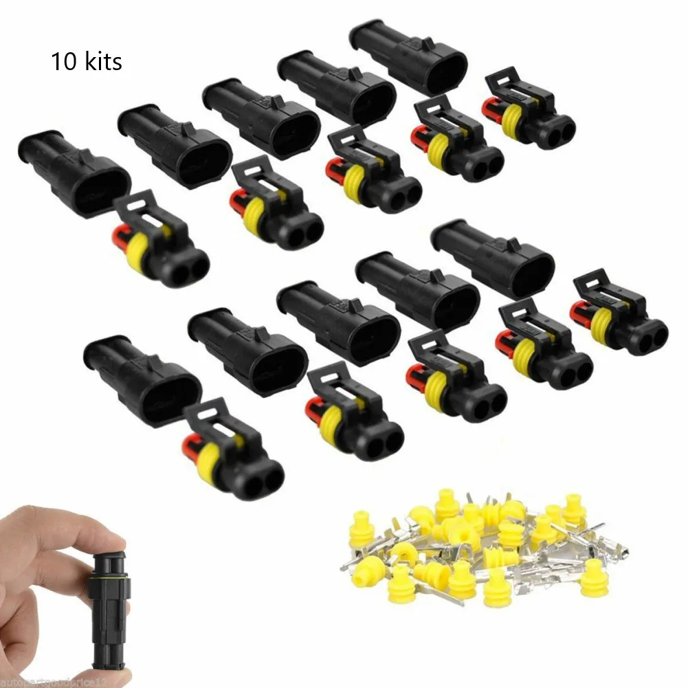 10 Set 2 Pin AMP Super Seal Waterproof Electrical Wire Connector Plug For Sealing Car Motorcycle Caravan Cables Terminals
10 Set 2 Pin AMP Super Seal Waterproof Electrical Wire Connector Plug For Sealing Car Motorcycle Caravan Cables Terminals