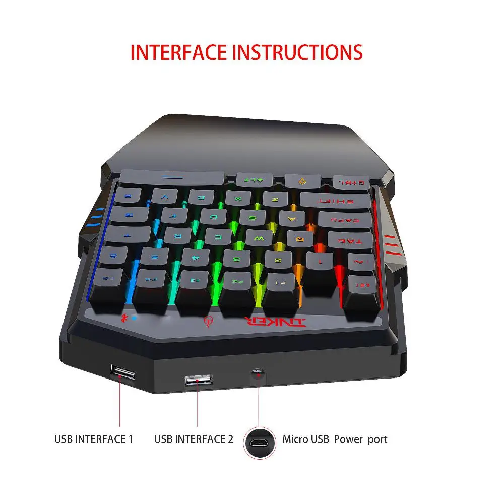 Keyboard Mouse Combos Bluetooth 4.2 One-handed Keyboard Wireless Bluetooth Keyboard Comes with Throne Mouse Set
Keyboard Mouse Combos Bluetooth 4.2 One-handed Keyboard Wireless Bluetooth Keyboard Comes with Throne Mouse Set
