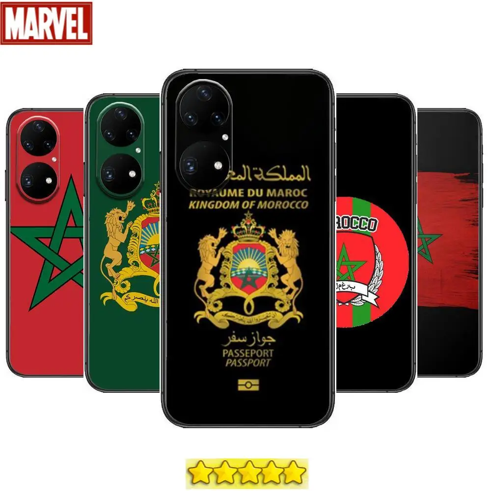 

Morocco Flag Passport Phone Case For Huawei p50 P40 p30 P20 10 9 8 Lite E Pro Plus Black Etui Coque Painting Hoesjes comic fas