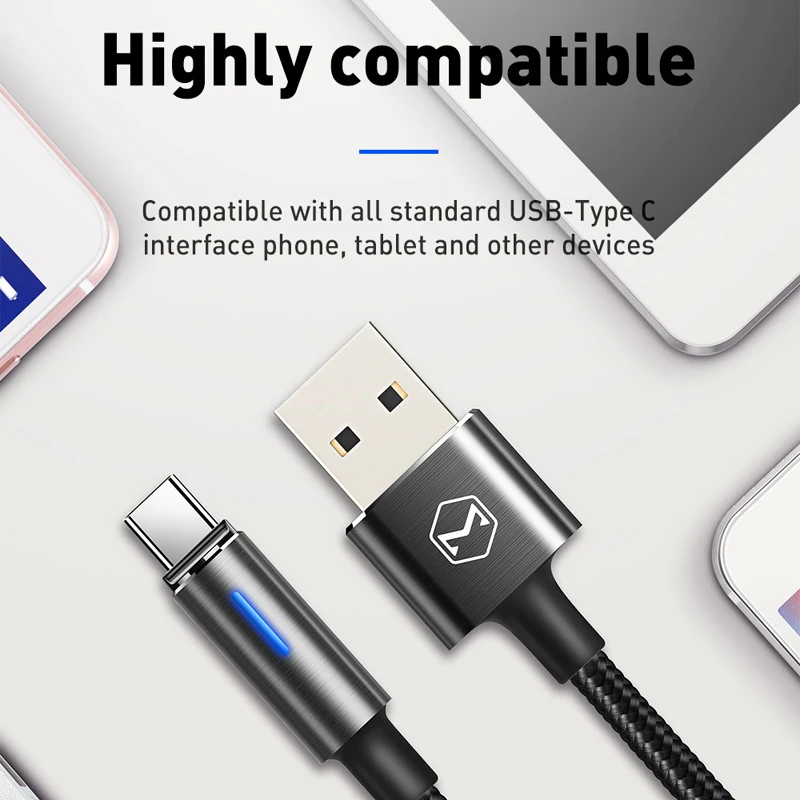 10 шт./лот Mcdodo USB C 2A кабель для быстрой зарядки Type QC3.0 шнур передачи данных зарядное